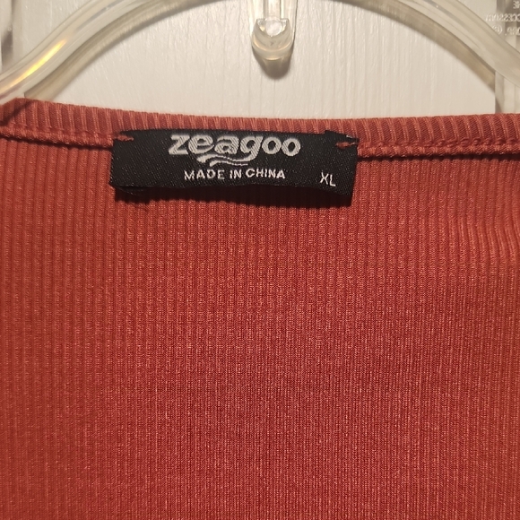 Zeagoo Terracotta Ribbed Top - Picture 2 of 2